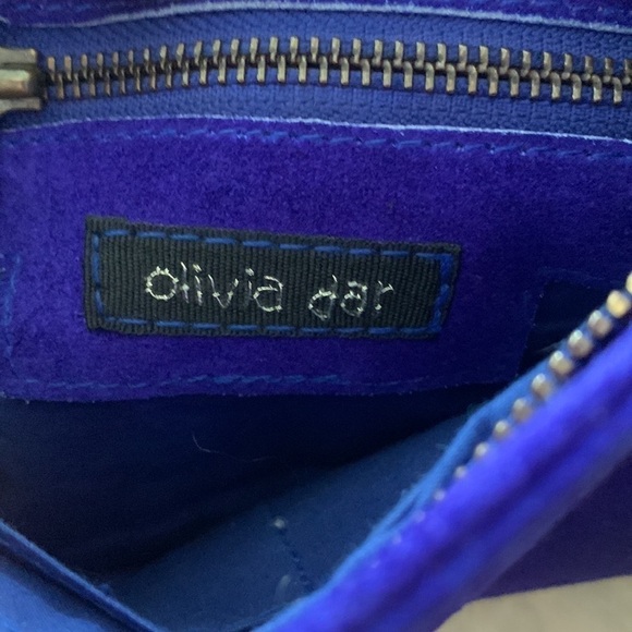 Olivia Dar Electric Blue Beaded Suede Clutch- purse - Picture 3 of 11